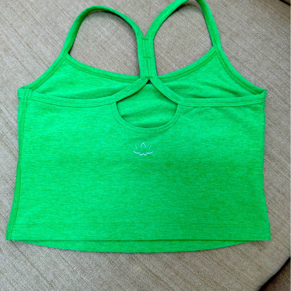Beyond Yoga Spacedye Slim Racerback Cropped Tank in Honeydew pop heather.